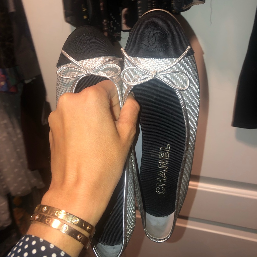 Chanel metal wire mesh ballet flats